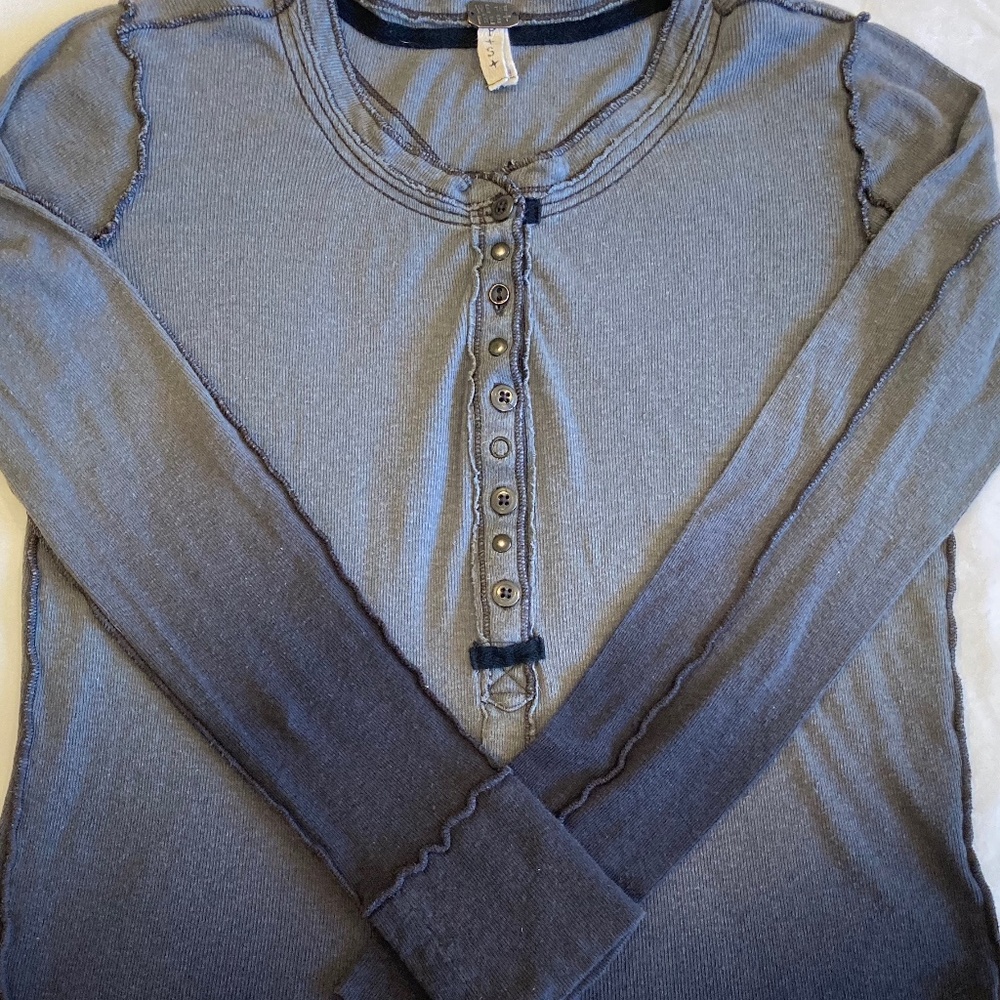 Free People "We the Free" Long Sleeve Gradient Gray to Black T-Shirt (Ombre)